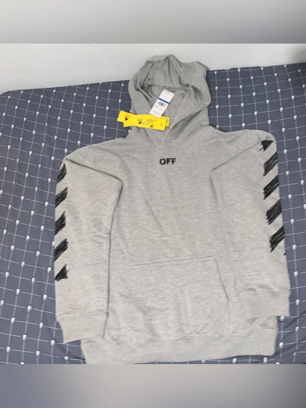 Off-White Kids Marker Diag Hoodie Grey Size: 16/X-Large